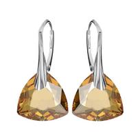 Sidabriniai auskarai moterims DiamondSky „Evening Shine (Golden Shadow)" su Swarovski kristalais