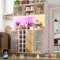 Bufeto spinta, 120x40x170cm, su LED ir lizdu, 5 durys