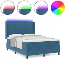 Kiemas lova su LED juostelėmis Mėlyna 140 x 200 cm Aksomas