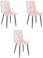 VALORA TYRA kėdė - elegantiškas šviesiai rožinis aksomas svetainei, virtuvei x 3