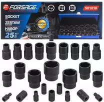 Įrankių rinkinys Forsage Rinkinys klucze nasadki udarowe 1/2" 1/4" 4-32mm 6-kątne 25el dėklas