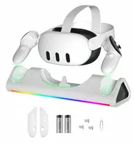 JYS Doko stotelė Įkroviklis Stojak Do Gogli Oculus Quest 3 +2x Akumuliatorius Pad / Jys-mq006
