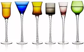 Crystal Julia Lyngby Glas šoto taurės London, 18 cm 6 vnt. įvairių spalvų