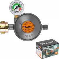 BRADAS DUJŲ REDUKTORIUS SU MANOMETRU IR APSAUGINIU VOŽTUVU EFV 50mbar 1,5kg/h G1/4″ -LH DĖŽUTĖ