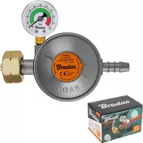 BRADAS DUJŲ REGULIATORIUS SU MANOMETRU IR APSAUGINIU VOŽTUVU EFV 37mbar / 1,5kg/h / 9 mm / DĖŽUTĖ