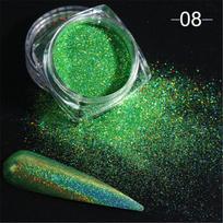 Nagų pudra Lazerinis blizgutis Nagų pigmentas Chromo nagų pudra Apakinanti įmerkiama pudra Pudra Nagų dailė 08 green