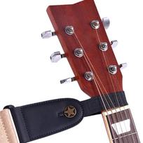 1vnt juodos odinės gitaros dirželio stovo mygtuko saugos užraktas ruda