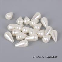 Balto dramblio kaulo lašo formos ABS perlo karoliukas, skirtas papuošalams gaminti 8*14mm 50pcs lvory
