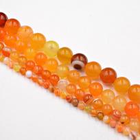 Vasaros oranžinės juostos juostelės onikso agato karoliukai, 4–12 mm laisvi brangakmeniai, karoliukai papuošalams, apyrankės, karoliai „pasidaryk pats“ mados aksesuarai Dia 4mm