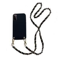 Prabangus kryžminio korpuso kaklo dirželio dirželis, minkštas telefono dėklas, skirtas iphone 13 12 11 pro max xr xs x dirželio dirželio dangtelis, skirtas iPhone 13 12 mini 8 7 For iPhone 11 juoda