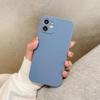 Prabangus kvadratinis skysto silikono plonas dėklas iPhone 17 Air 17 Pro Max 16 15 14 13 objektyvo kameros apsauga minkštas dangtelis iPhone 13 Pro pilka