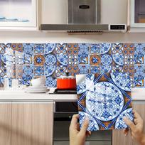 10 vnt Dream Blue sienų plytelių lipdukas Virtuvės Backsplash Aliejui atsparus vonios kambarys Neperšlampamas namų dekoras Sienų lipdukai Peel Stick Meno freska 10cmX10cmX10pcs