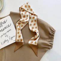 Khaki Nude Color serijos šilko skara plaukų juostelė surištų plaukų juostelė, senoviniai satino juostelės plaukų aksesuarai