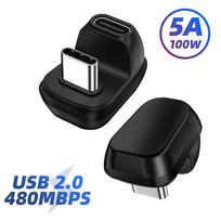 Mini USB4.0 40Gbps adapteris U formos Thunderbolt3 USB C į C tipą 100W greito įkrovimo keitiklis 8K@60Hz USB tipo C duomenų adapteris USB2.0 Version juoda