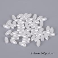 Kelių dydžių balti dramblio kaulo ovalūs lašo formos ABS perlų imitacijos karoliukai papuošalams gaminti 4x8mm 200pcs