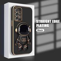 Prabangus astronautų stovo dėklas, skirtas Samsung Galaxy A53 A73 A13 A52 A72 A32 A22 A23 A12 A51 A71 A52S 5G 4G telefono laikiklis minkštas dangtelis A53 (5G) juoda