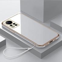 Prabangus dirželis padengtas silikoninis dėklas, skirtas Infinix Note 12 11 11S Pro Hot 12 12i 11 11S 10 10i POVA 3 minkštas buferio dėklo dangtelis Infinix Note12Pro 4G balta