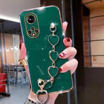 „Honor50Lite“ dėklui Prabangus galvanizuotas širdies apyrankės dėklas, skirtas „Huawei Honor 9X 8X 10 10i 20 20i 20S 30 30S Lite Y7A Y7P Y9S“ Honor 60Pro žalia