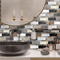 Dryžuotų plytelių lipdukas Virtuvės Backsplash Aliejui atsparus vonios kambarys Neperšlampamas namų dekoras Sienų lipdukai Peel Stick Meno tapetai 10cmX20cmX5pcs