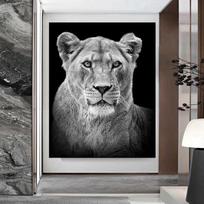 Modernus laukinis liūtas drobės tapyba juodai balti gyvūnų plakatai ir spaudiniai Sieninis paveikslas gyvenamojo kambario namų dekoravimui be rėmelio 21cm×30cm NoFrame