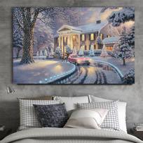 Kraštovaizdis drobė Tapyba Sniego scenos spaudiniai Žiemos Kalėdų plakatai ir spaudiniai svetainės dekoravimui Namų dekoras Cuadros 21cm×30cm NoFrame gray