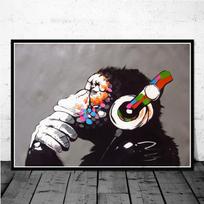 Banksy gatvės grafiti koliažas beždžionių drobės tapybos plakatas ir spaudinys šiaurietiško stiliaus sienų meno paveikslėliai gyvenamojo kambario namų dekoravimui be rėmelio 21*30cm