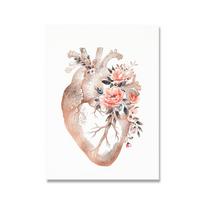 Širdies stetoskopas EKG Gėlių medicinos plakatai Spaudiniai Gydytojo dovanos Sienų Menas Nuotraukos Drobės tapyba kardiologo biuro dekoravimui 21*30cm