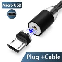 3A LED magnetinis USB kabelis Greitas iPhone įkrovimas C tipo kabelis Magnetinis įkroviklis duomenų įkrovimas Micro USB kabelis Mobiliojo telefono laidas USB laidas Micro USB juoda