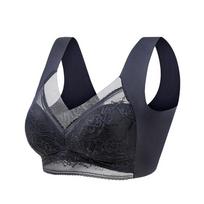 Nėrinės liemenėlės moterims Didelio dydžio besiūlės liemenėlės Apatiniai Push Up sportiniai liemenėlės Night Crop Top Femme Bralette Vest Sexy apatinis trikotažas L(40-55kg) juoda