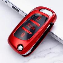 Minkštas TPU automobilio sulankstomas raktų krepšio dangtelis, korpusas, raktų pakabukas skirtas Peugeot Citroen C1 C2 C3 C4 C5 DS3 DS4 DS5 DS6 Protector Priedai raudona