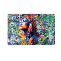 Spalvingi graffiti Indijos moterų aliejiniai paveikslai Siena Indijos mergaitės menas Portretas Svetainės namų dekoravimas 21cm×30cm NoFrame black