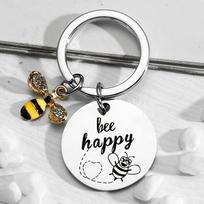 Bee Happy raktų pakabukas moterims Bičių mylėtojams Dovanos mamai tetai dukrai sūnui dukterėčiai sūnėnai Draugai Raktų pakabukas Bitės raktų pakabukas Įkvepiantys papuošalai gimtadienio proga
