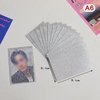 50 vnt. Kpop kortų dėklų 61X91 mm 20C širdelės blizgučių laikiklis holografinėms atvirukams, viršutinio įkrovimo plėvelės, fotokortelių žaidimo kortų apsauga sidabras