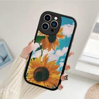 For Iphone Sunflower Phone Case for Iphone 13 12 11 14 Pro MAX MiNi 7 8 14 Plus XS XR 13 Pro Flower Lambskin Protective Covers iphone 14 Promax black