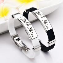 Charm Jewelry nerūdijančio plieno 12 žvaigždynų silikoninės rankogalių apyrankės moterims Aries balta
