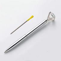 2+20Pcs/Set Big Diamond Crystal Pen Gem Ballpoint Pens Metal Ball Pen Refills Kawaii Magical Pen Fashion School Office Supplies beige