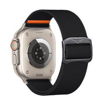 Nailoninis dirželis, skirtas Apple Watch Ultra 2 Band 49mm 9 8 7 45mm 41mm 44mm 40mm 42mm pinta elastinė apyrankė, skirta IWatch Series 6 SE 5 4 38/40/41mm juoda