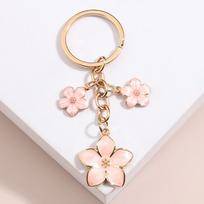 Mielas augalinis raktų pakabukas Sakura Flower Raktų pakabukas Emalio Raktų Pakabukai Moterims Merginoms Rankinės Priedai Automobilių Raktai Pasidaryk pats saldūs papuošalai Dovanos rožinė