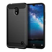 Plonas anglies pluošto dėklas Nokia 1Plus telefonui, smūgiams atsparus šarvuotas šlifuotas telefono dangtelis Nokia 1 plus 1+ telefonui, minkšti silikoniniai TPU dėklai Nokia 1 Plus juoda