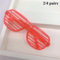 2/4 poros žaliuzių akinių rėmeliai, plastikinės dekoracijos, dekoratyviniai akiniai maskaradui, vakarėliui, vakarėliui, be lęšių 2pairs raudona