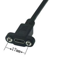 USB 3.1 Type-C Male į Female prailginimo laidas su veržle ir auseliu 0.3m juoda