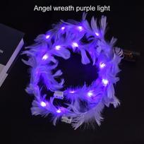 LED Plunksnų Vainikas Karūna Galvos Juosta Kalėdinė Mirksinti Šviesa Šviečianti Galvos Juosta Moterims Merginoms Vestuvių Kalėdinio vakarėlio Dovana violetinė šviesi spalva