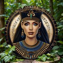 2D apvali medinė plokščia lentelė, Egipto karalienės kaukės tematikos dekoracija, biuro kambario, namų dekoracijos, šventinės dovanos, sienų dekoras 20x20cm 7.87x7.87in