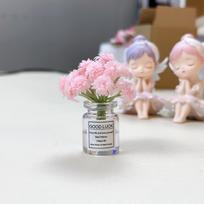 Mini Car Decoration Ornaments Babysbreath Jasmine Vase Glass Vase Micro Landscape Rabbit Car Interior Decoration Console 01#