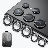 Fotoaparato objektyvo apsauga Samsung S24 Ultra S23 Ultra S22 S24 Plus 9H grūdinto stiklo ekrano apsauginis dangtelis plėvelė metalinis žiedas dangtelis S24 Ultra&Tempered Glass juoda