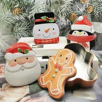 Christmas Style Home Decor Storage Box Gingerbread Man Iron Gift Sugar Box Christmas Merry New Year Christmas Gift Box Accessory Gingerbread man black