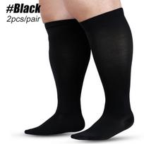 1 pora 2XL-7XL didelio dydžio kompresinių kojinių moterims ir vyrams 20-30 mmHg plataus blauzdos ilgio iki kelių kojinių sportui, bėgimui, jogai 5XL juoda