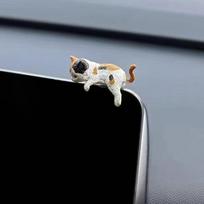Car Ornament Center Console Navigator Screen Sleeping Cat Decoration For Computer Display Lying Cat Animal Sculpture 01#