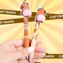 Animacinis kapibaros užpakaliukas, spaudžiamas, neutralus rašiklis, juokingi rašymo rašikliai, greitai džiūstantis rašymas, rašymas sklandžiai, kawaii rašikliai, estetinės kanceliarinės prekės 1Pc