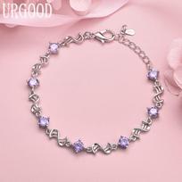 925 sterlingo sidabro violetinis AAA cirkonio apyrankės dovana vestuviniai papuošalai 20cm